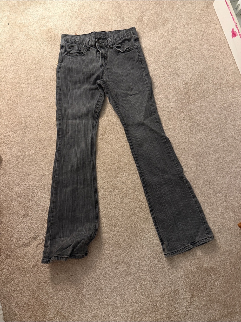 Brandy Melville Charcoal Ribbed Flare Jeans (low rise) - Picture 2 of 2
